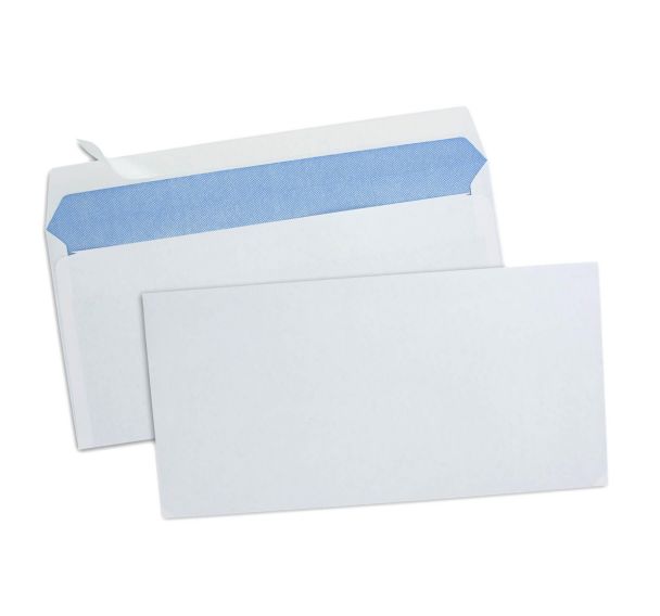 Boîte de 500 enveloppes blanches autocollantes siligom 80gr 110X220mm DL
