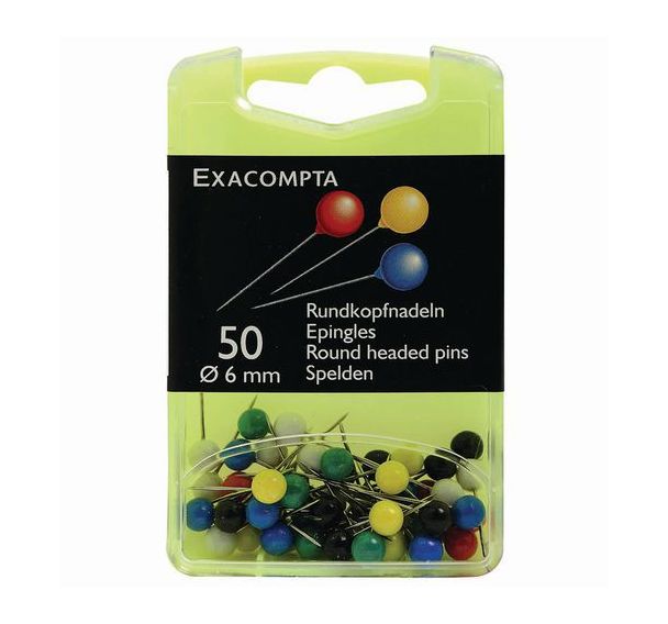 Boîte de 50 épingles sphériques 6mm de diamètre assorties