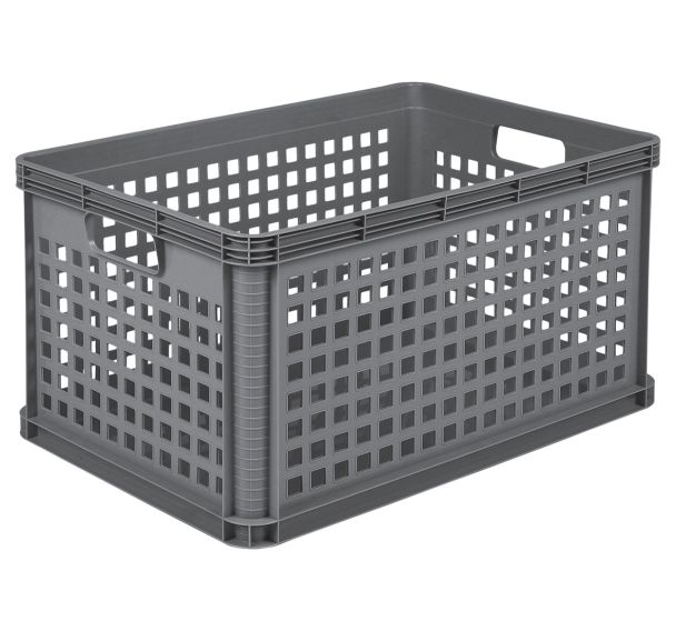 Boite de rangement ajourée 64 L - gris