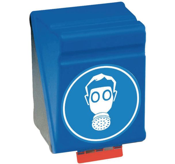Boîte de rangement bleu Secubox pour maxi masque respiratoire