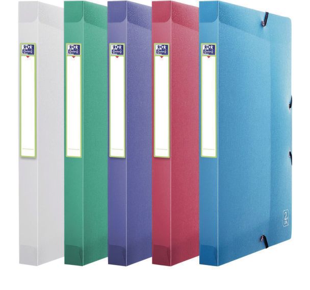 Boite oxford 2nd life d40 PP translucide jeu12 boites assort