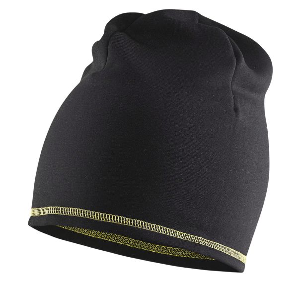 Bonnet en polaire noir/jaune