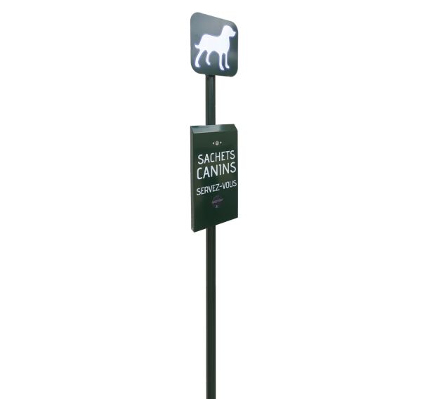 Borne pour sacs de déjection canine aluminium vert RAL 6009 - Manutan Expert