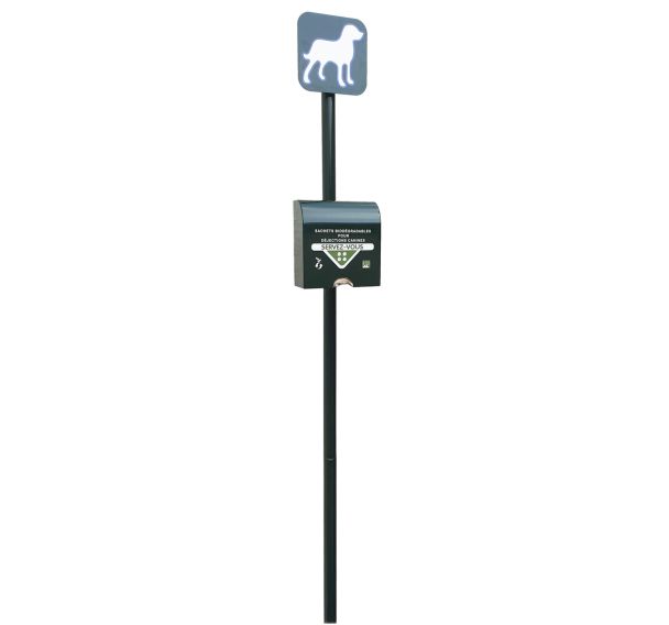 Borne pour sacs de déjection canine liasse papier RAL6009 - Manutan Expert
