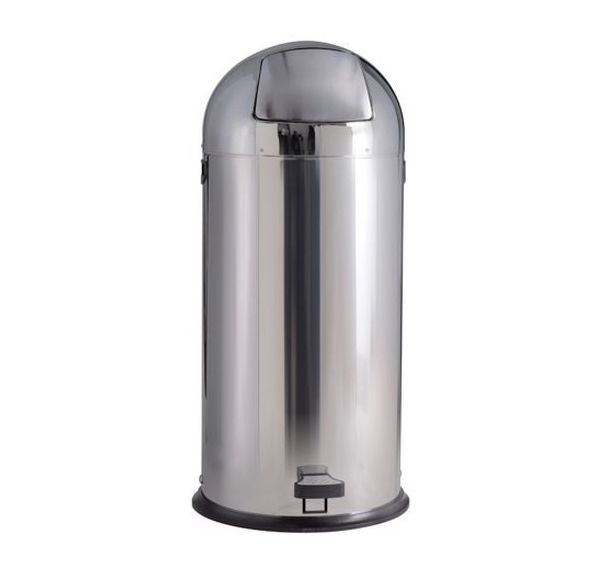 Borne déchets trappe pédale Apollo - AISI430 - Brillant -52L