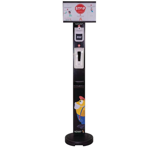 Borne distributrice de gel et thermomètre sans contact - Novap