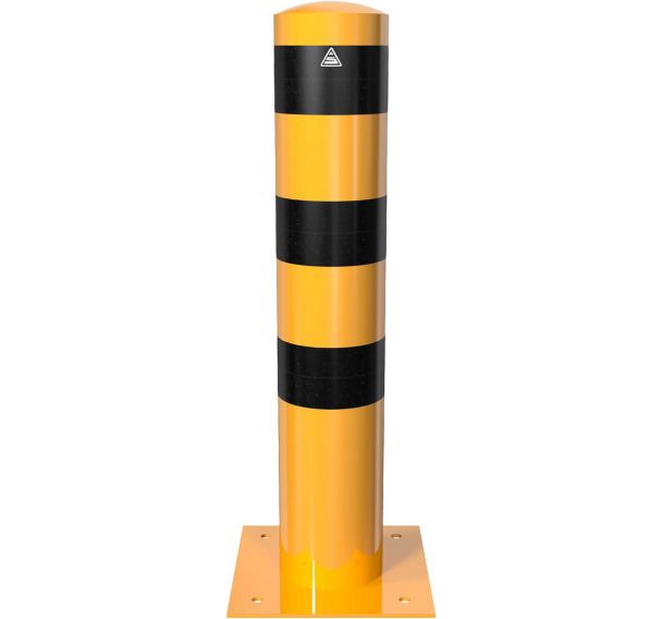 Borne en tube acier à cheviller sans anneaux - Jaune/Noir
