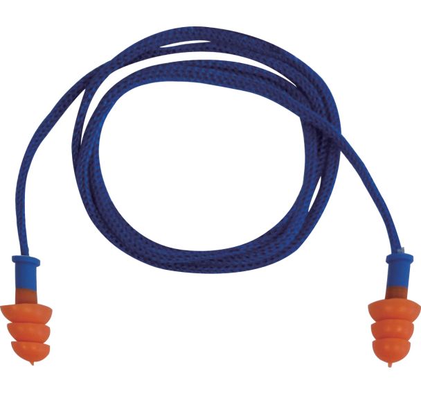 Bouchons d'oreilles réutilisables bleus oranges+cordon Orange