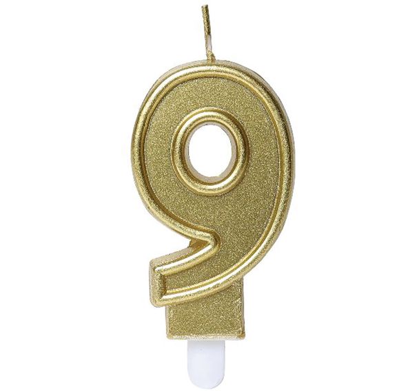 Bougie chiffre anniversaire n° 9 assorti