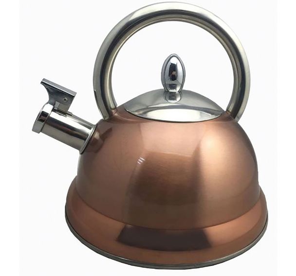 Bouilloire inox coloris cuivre 3l à sifflet