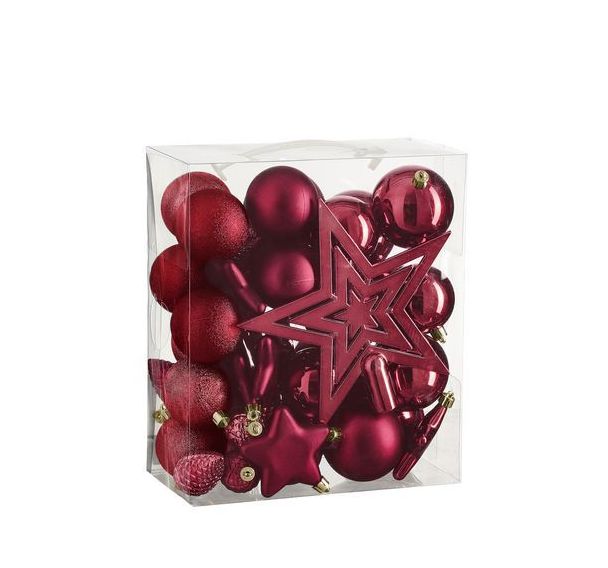 Boule de Noël incassable rouge 40 pièces - d8cm