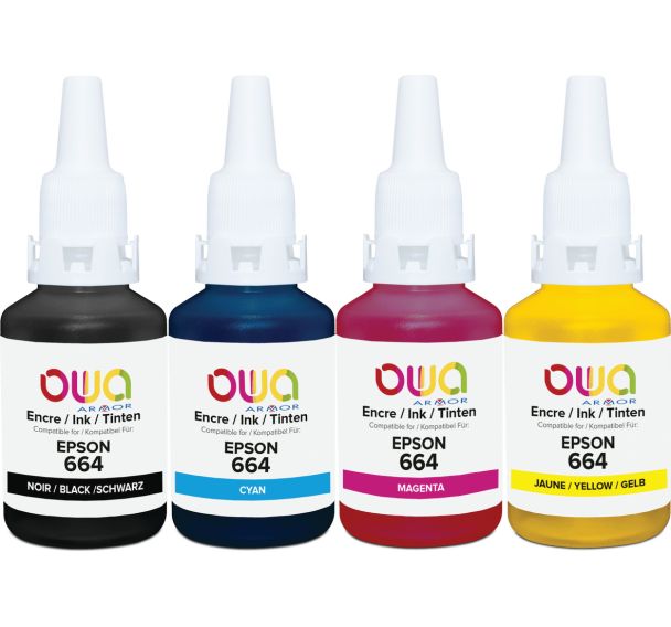 Bouteilles d'encre pour Epson 664 - 4 couleurs