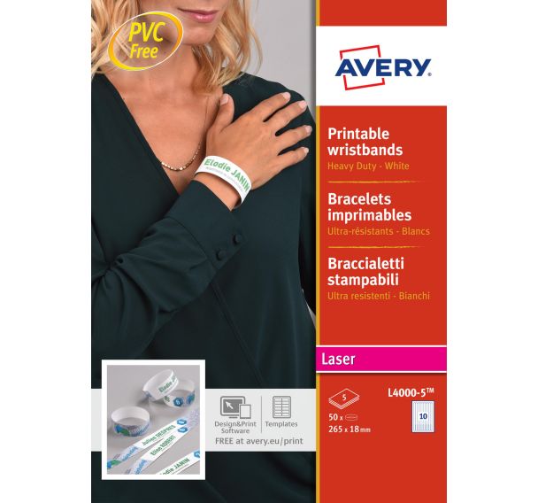 Bracelet d'identification imprimable - 265x18 mm - Avery