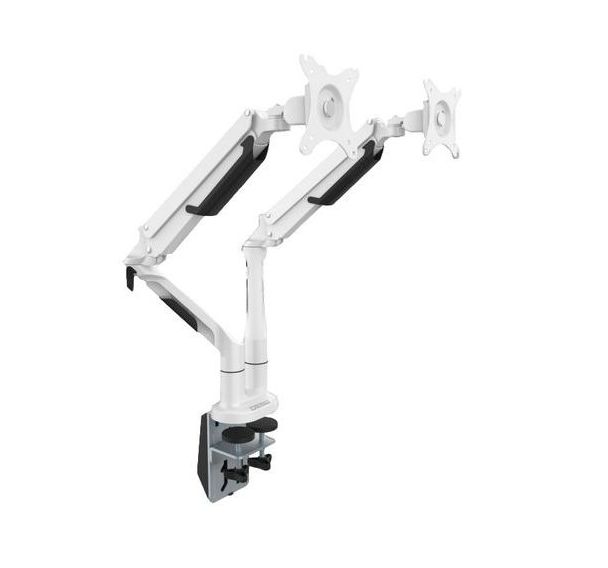 Bras porte-écran double Gas Spring blanc - Desq