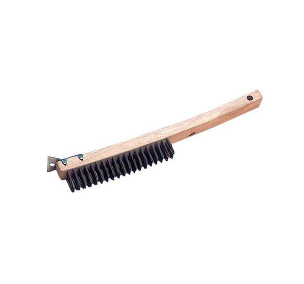 Brosse à manche avec grattoir fil acier carbone
