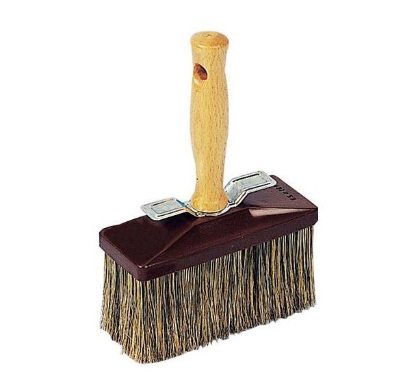 Brosse badigeon soies grises poignée bois verni