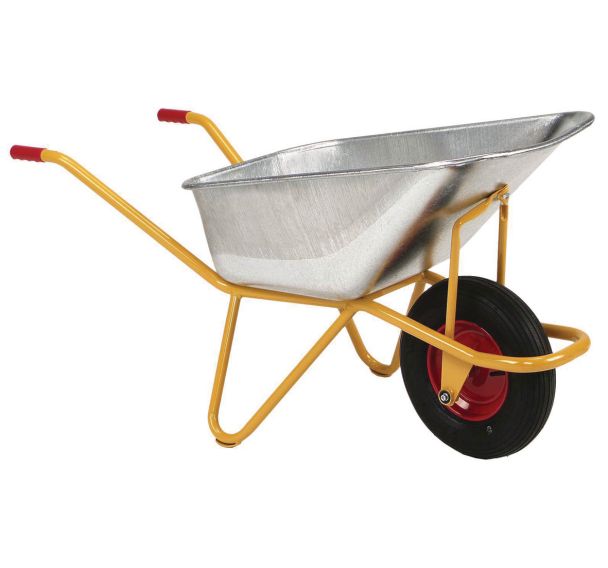 Brouette à béton cuve galvanisée 110 L/250 kg - Roues pneumatiques
