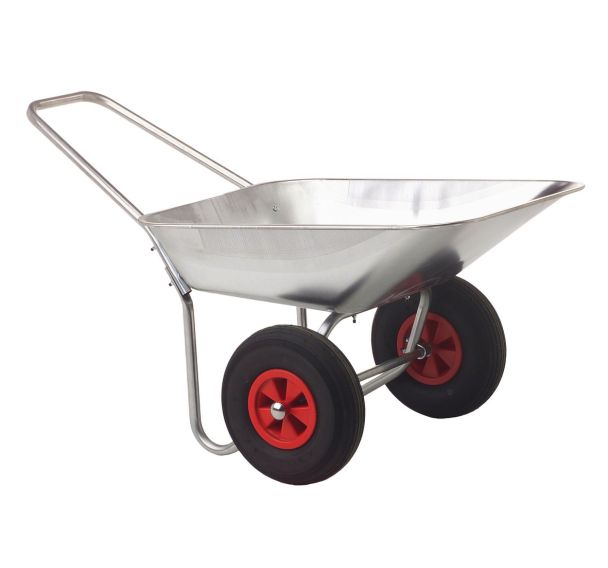 Brouette combi-twin cuve galvanisée 85 L/150 kg - Roues pneumatiques