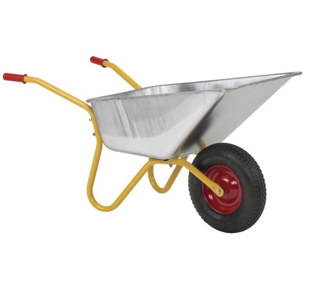 Brouette de jardin cuve galvanisée 110 L/200 kg - Roue pneumatique