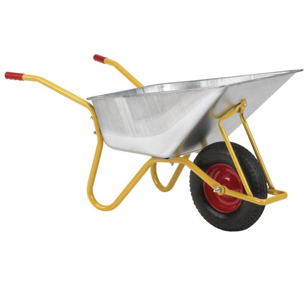 Brouette de jardin cuve galvanisée 110 L/200 kg avec butée - Roues pneumatiques