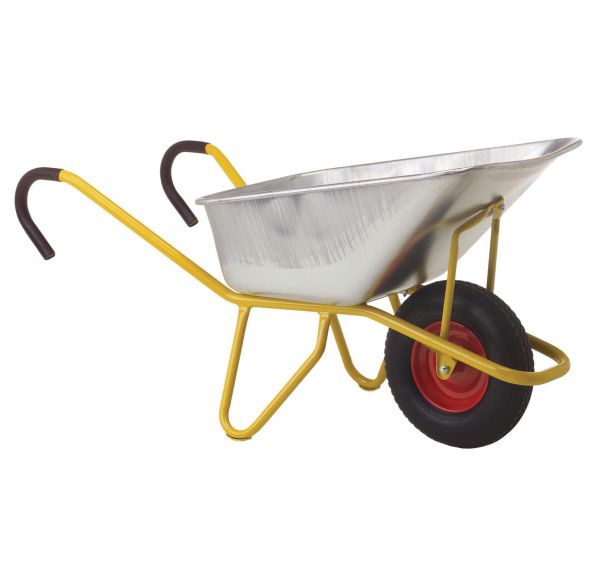 Brouette ergonomique à béton cuve galvanisée 110 L/250 kg - Roues pneumatiques