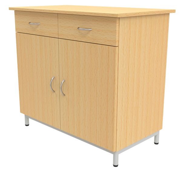 Buffet 2 portes 2 tiroirs mélaminé socle 4 pieds