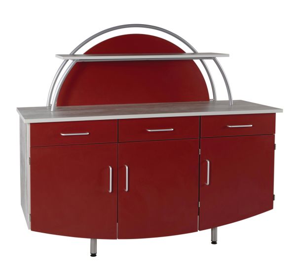 Buffet Colombo 3 portes + 3 tiroirs + surmeuble Rouge/gris L/H/l : 168x142x60 cm