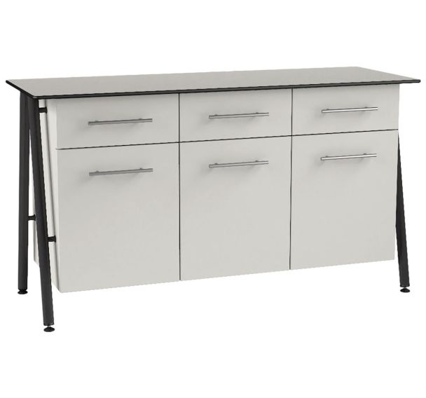 Buffet Ella 3 portes 3 tiroirs plateau stratifié compact Mobidecor