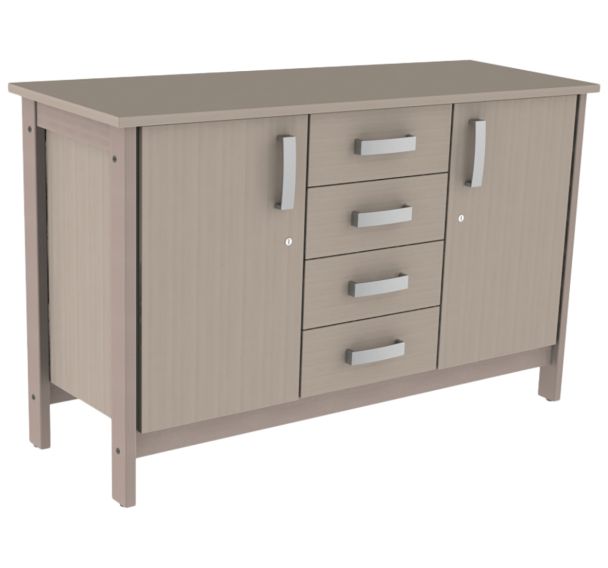 Buffet Swing 2 portes 4 tiroirs mélaminé avec serrures Mobidecor