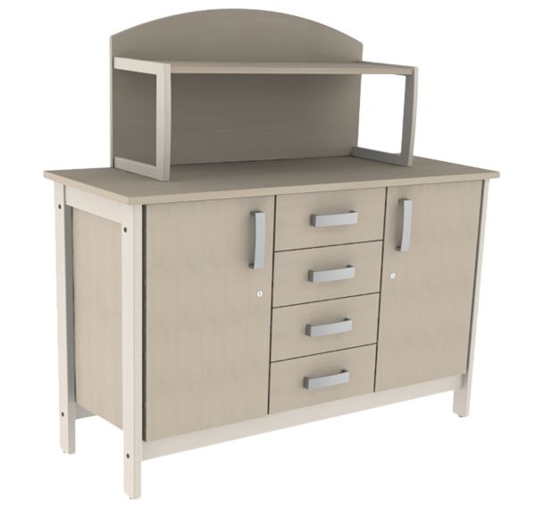 Buffet Swing 2 portes 4 tiroirs surmeuble mélaminé avec serrures Mobidecor