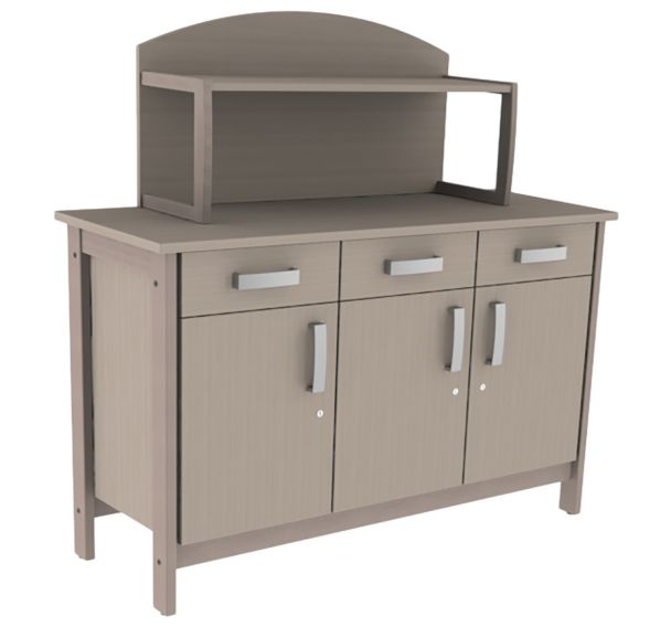 Buffet Swing 3 portes 3 tiroirs surmeuble mélaminé avec serrures Mobidecor