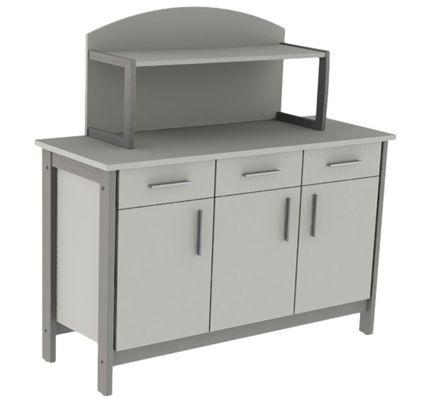 Buffet Swing 3 portes 3 tiroirs surmeuble mélaminé sans serrures Mobidecor