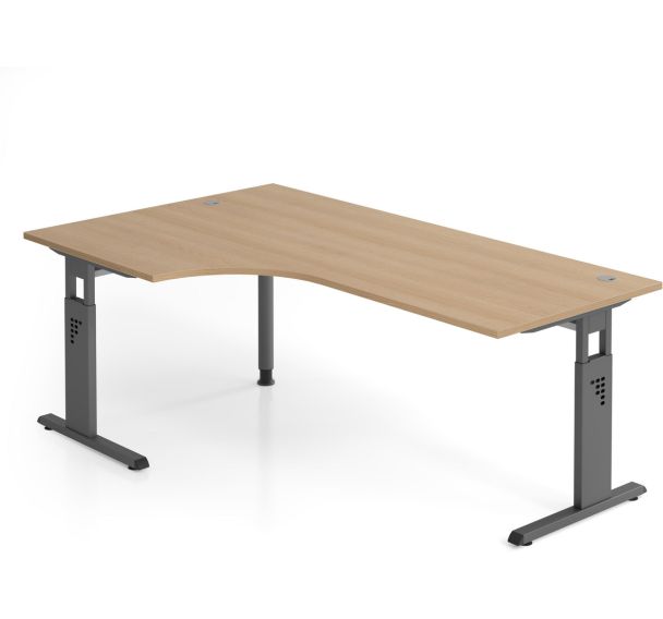 Bureau à angle 90° série O - Plateau chêne - 200x120cm - Hammerbacher