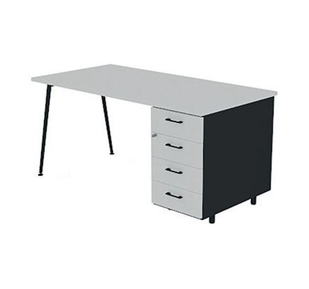 Bureau à plateau 120x80cm et caisson HB 4 tiroirs Solal - Quadrifoglio