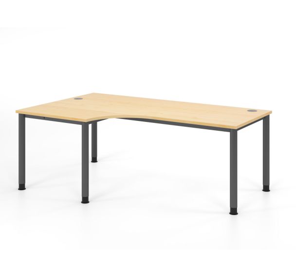 Bureau angle 90° à 4 pieds ronds - 200 x 120 cm - Hammerbacher