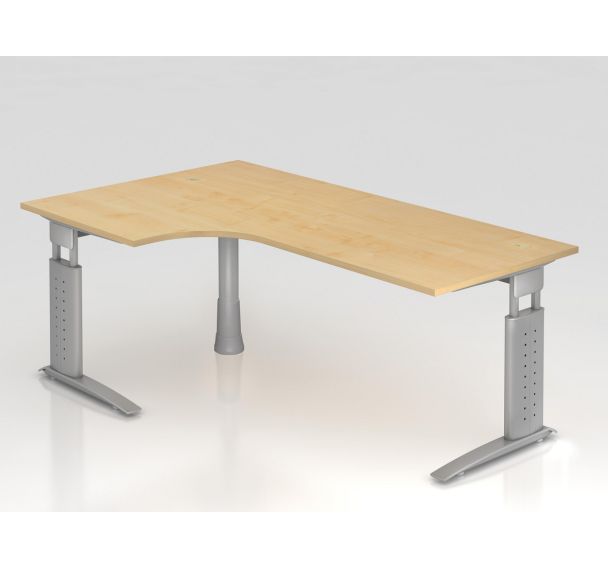 Bureau angle 90° piètement en C métal - 200x120 cm - Hammerbacher