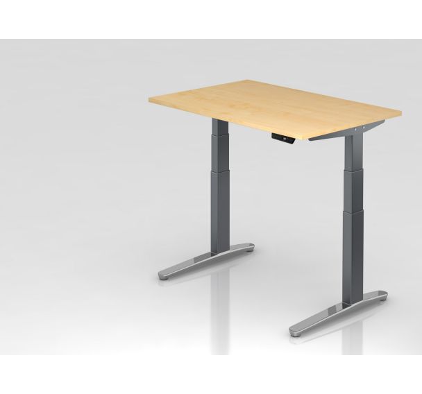Bureau assis-debout pied aluminium XBHM - 120x80 cm - Hammerbacher