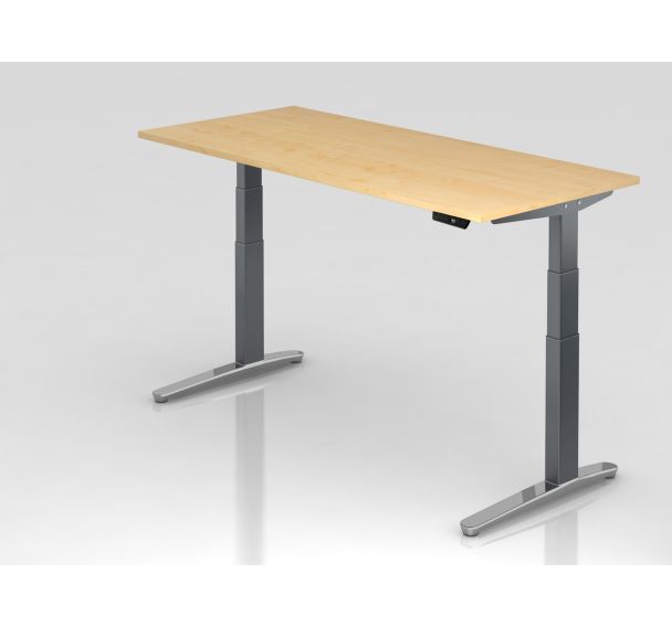 Bureau assis-debout pied aluminium XBHM - 180x80 cm - Hammerbacher