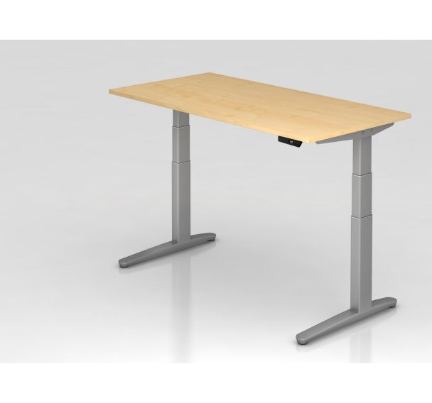 Bureau assis-debout pied argent série XBHM - 160x80 cm - Hammerbacher