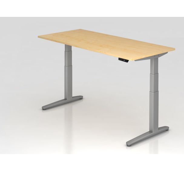 Bureau assis-debout pied argent série XBHM - 180x80 cm - Hammerbacher