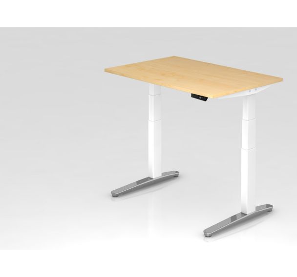 Bureau assis-debout pied blanc brillant XBHM-120x80 cm - Hammerbacher