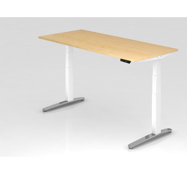 Bureau assis-debout pied blanc brillant XBHM-180x80 cm - Hammerbacher