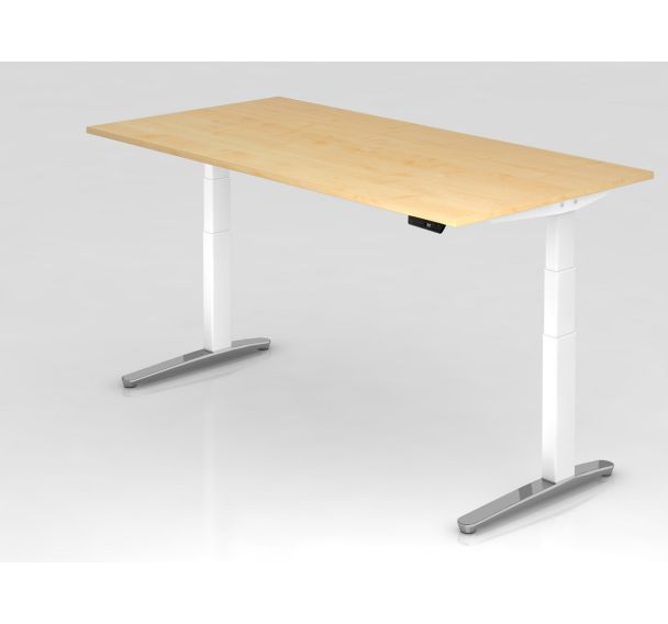 Bureau assis-debout pied blanc brillant XBHM-200x100 cm - Hammerbacher