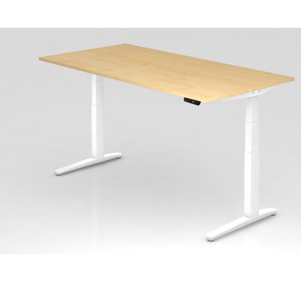 Bureau assis-debout pied blanc série XBHM-200x100 cm - Hammerbacher