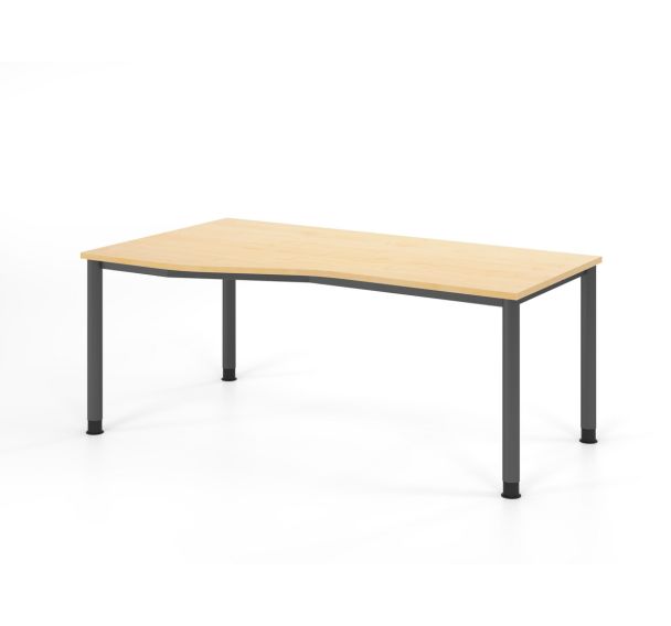 Bureau asymétrique à 4 pieds ronds - 180x100 cm - Hammerbacher