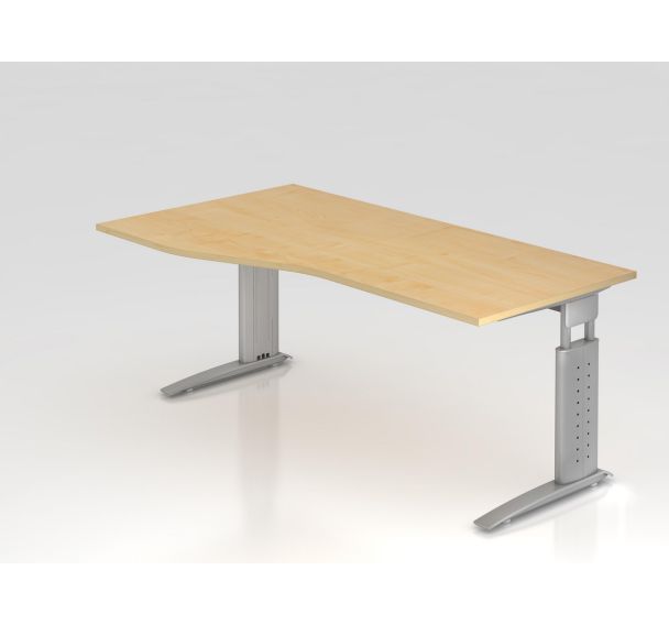 Bureau asymétrique piètement C série US18 - 180x100 cm - Hammerbacher