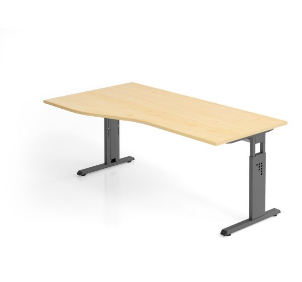 Bureau asymétrique piètement en C - 180x100 cm - Hammerbacher