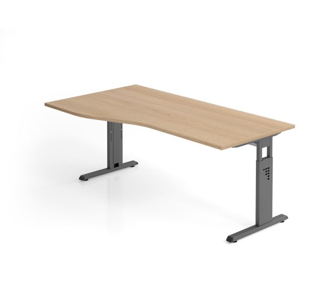 Bureau asymétrique piètement en C - Chêne - 180x100 cm - Hammerbacher