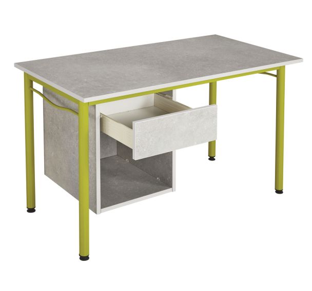 Bureau avec caisson suspendu 1 tiroir et 1 niche hébergement Alba