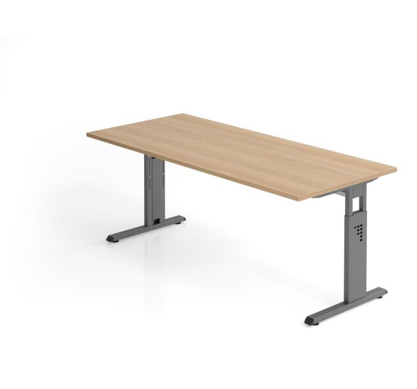 Bureau avec piètement en C - Plateau chêne - 180x80 cm - Hammerbacher